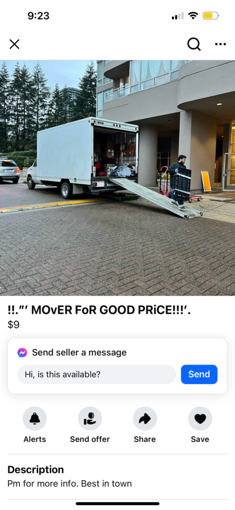 Undersized "moving" truck